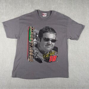 Vintage Bobby Labonte #18 NASCAR T Shirt XL Gray Interstate Batteries Racing Tee